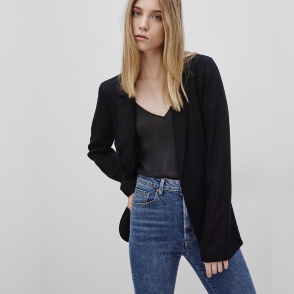 Aritzia Babaton Black Blazer Cotton